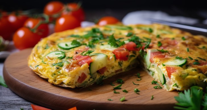 Omelett med grönsaker funkar utmärkt som en enkel lunch.